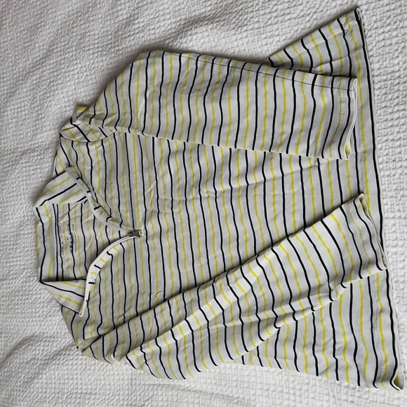 LOHLA sport long sleeve shirt, size M, white with black and yellow stripes - Picture 1 of 5